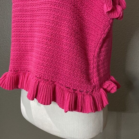 Marc New York Hot Pink Cropped Knit Ruffle Sleeve Blouse - Picture 3 of 11